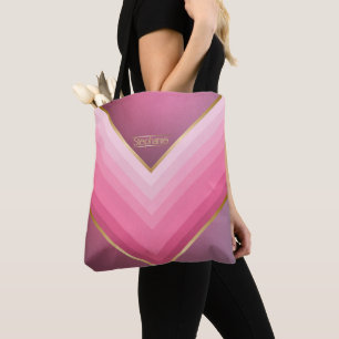 Tote Bag les années 70 Retro Chic Rose Et Or Personnalisé