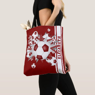 Tote Bag Les balles de football Maroon étoiles son nom vars