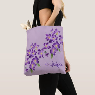 Tote Bag Les belles fleurs de violet monogrammes