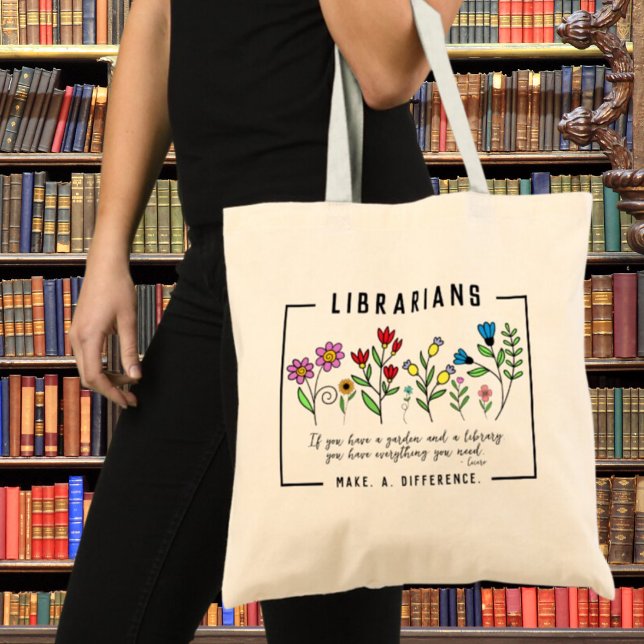 Tote Bag Les bibliothécaires font la différence & citation  (Créateur téléchargé)