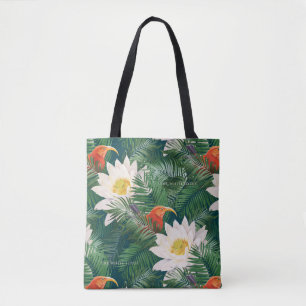 Tote Bag Les Blancs Lotus Tropical Birds & Lotus Motif
