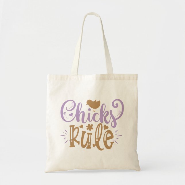 Tote Bag Les Chicks dirigent la citation de Pâques (Devant)