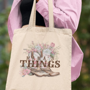 Tote Bag Les choses de maman Boots de cowboy Occidentaux av