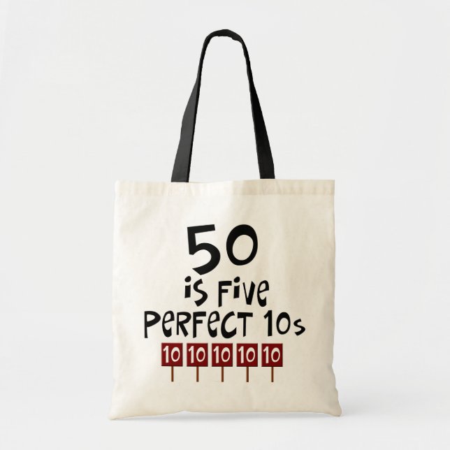 Tote Bag les cinquantième cadeaux d'anniversaire, 50 est 5 (Devant)