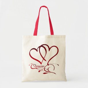 Tote Bag Les Coeurs Forever rouge sur blanc