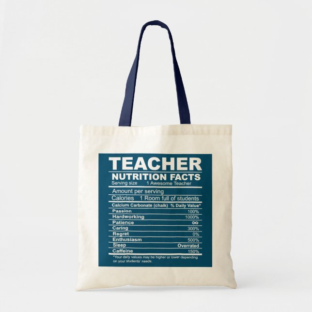 Tote Bag Les données nutritionnelles de l'enseignant Retour (Devant)