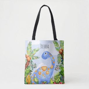 Tote Bag Les enfants de la jungle Dinosaure d'aquarelle ave