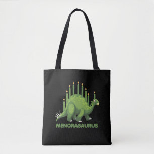 Tote Bag Les fans juifs de Hanoukka Dinosaur Menorah Jew Di