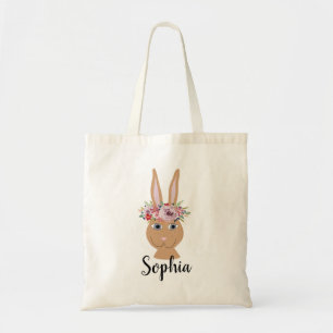 Tote Bag Les filles adorables Lapin de Pâques et nom