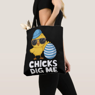 Tote Bag Les filles me kiffent Pâques drôle chasse aux œufs