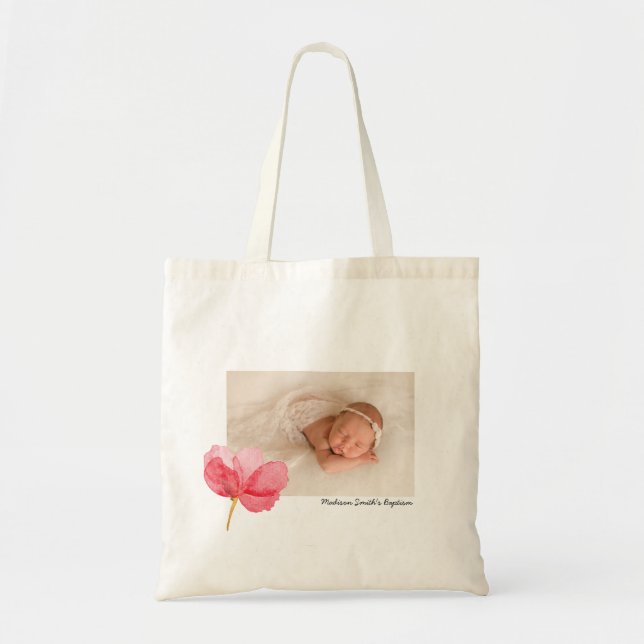 Tote Bag Les fleurs d'aquarelles appréhendent le baptême (Devant)