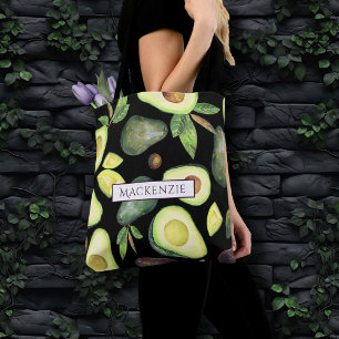 Tote Bag Les fleurs d'Avocado   Motif de fruits rustiques v