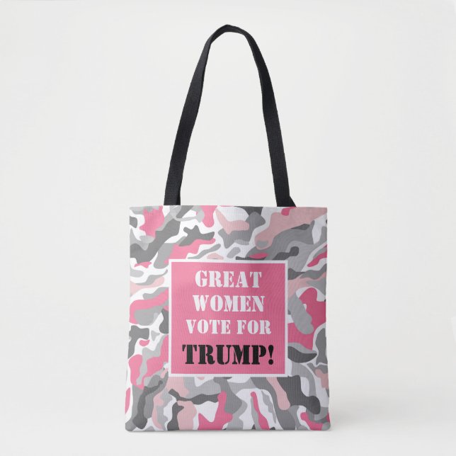 Tote Bag Les grandes femmes votent pour Trump Pink Camo (Devant)