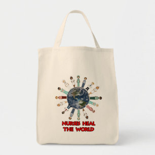 Tote Bag Les infirmières guérissent le monde le texte rouge