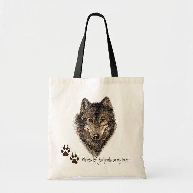 Tote Bag Les loups ont laissé des empreintes sur mon coeur, (Devant)