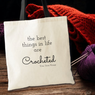 Tote Bag Les Meilleures Choses de la Vie sont Crochetées su