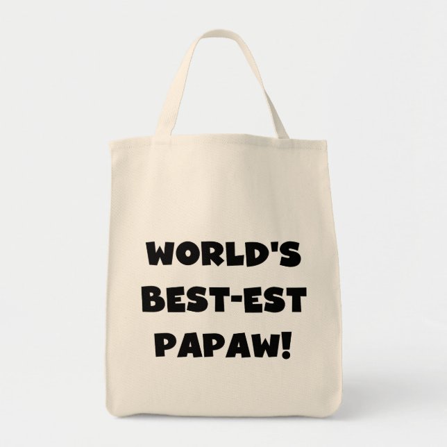Tote Bag Les meilleurs cadeaux Papaw du monde de Black Text (Devant)