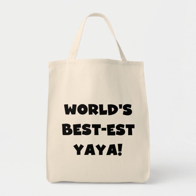 Tote Bag Les meilleurs cadeaux Yaya du monde de Black Text (Devant)