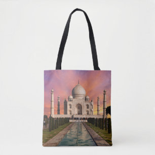 Tote Bag Les monuments Vue colorée du Taj Mahal