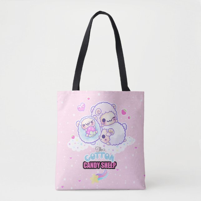 Tote Bag Les moutons mignons de sucrerie de coton (Devant)