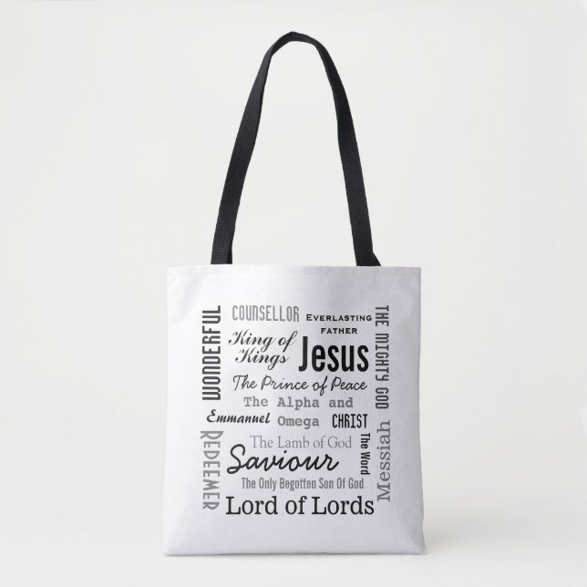 Tote Bag Les noms de Jésus Texte du script (Devant)