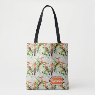 Tote Bag Les oiseaux exotiques sur la dentelle   ajoutent
