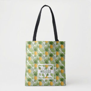 Tote Bag Les palmettes et les ananas tropicaux   ajoutent