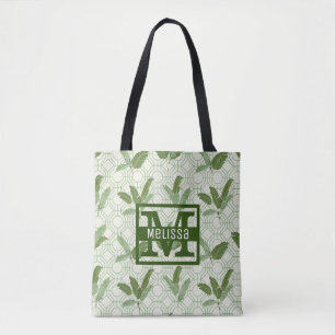 Tote Bag Les palmettes tropicales ajoutent votre nom