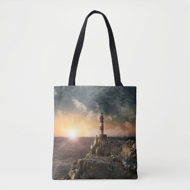 Tote Bag Les phares | Phare rouge et blanc (Devant)