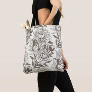 Tote Bag Les pivoines et les papillons bloquent l'impressio