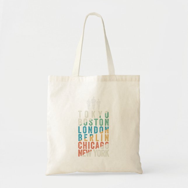 Tote Bag Les principales villes du marathon mondial (Devant)