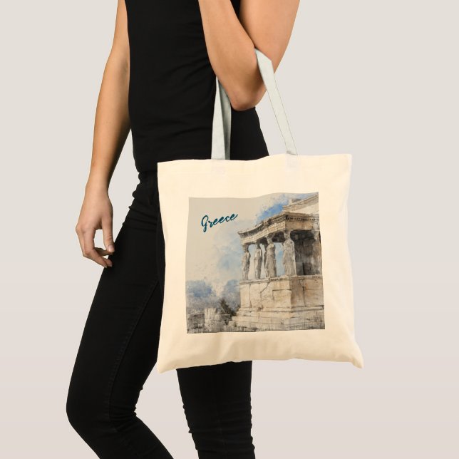 Tote Bag Les ruines des sites antiques aquarelles à Athènes (Devant (produit))
