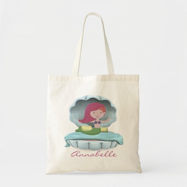 Tote Bag Les sirènes sur les lits en coquillages personnali (Devant)