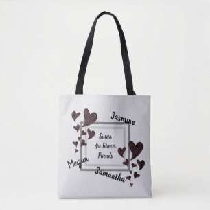 Tote Bag Les soeurs sont pour toujours des amis Coeurs roug
