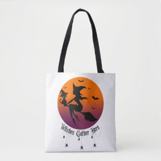 Tote Bag Les sorcières se rassemblent ici Araignées Hallow
