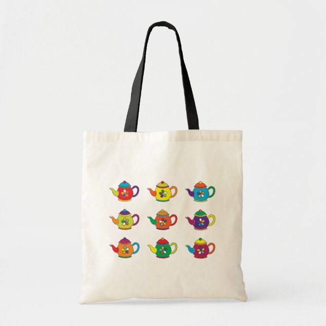 TOTE BAG LES TEAPOTS COLORÉS (Devant)