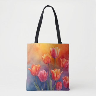 Tote Bag Les tulipes d'aquarelle de la nature