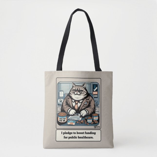 Tote Bag Les vaches espiègles : Le Cat Crafty Politicien (Devant)