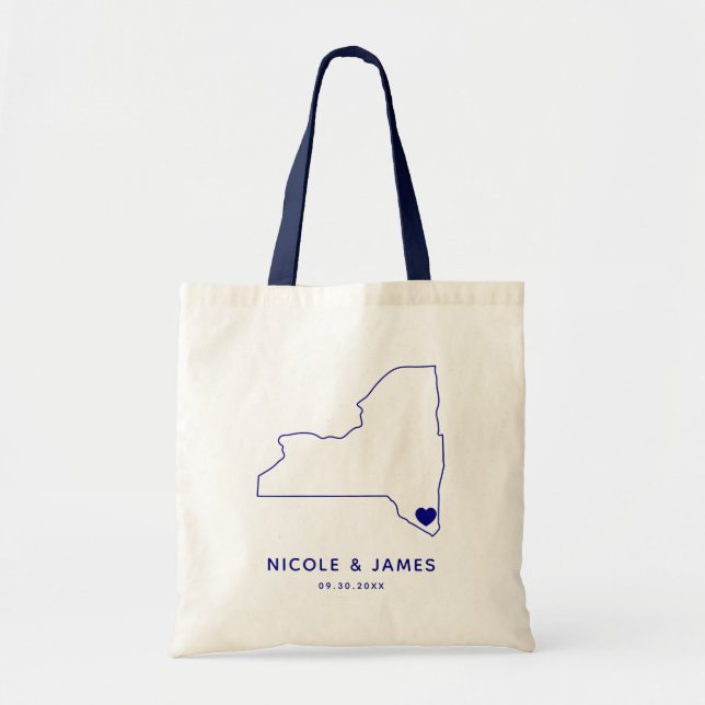 Tote Bag L'état de New-York épousant la carte bienvenue (Devant)