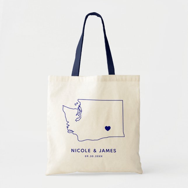Tote Bag L'état de Washington Épousant la marine bienvenue (Devant)