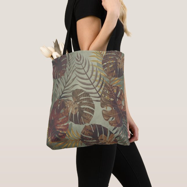 Tote Bag L'été 70's rétro tropical monstère feuille de palm (De près)
