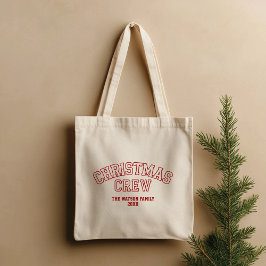Tote Bag Letterman Christmas Crew Collegie Nom de famille