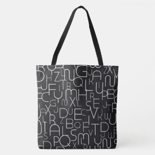 Tote Bag LETTRE Alphabet NOIR Fourre-tout mode