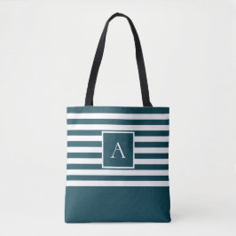Tote Bag LETTRE Carré CHIC TURQUOISE BLANCHE MONogramme