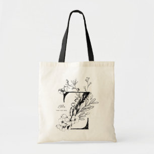 Tote Bag Lettre de ferme biologique Z floral monogrammé