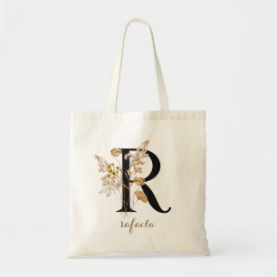 Tote Bag Lettre de monogramme personnalisée moderne florale