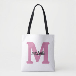 Tote Bag Lettre de nom Rose ancienne personnalisée élégante