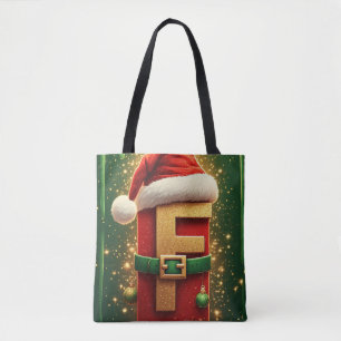 Tote Bag Lettre F de Santa avec guirlande pour décoration d