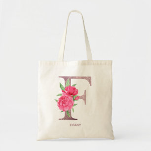 Tote Bag Lettre F Nom personnalisé monogramme de la femme d