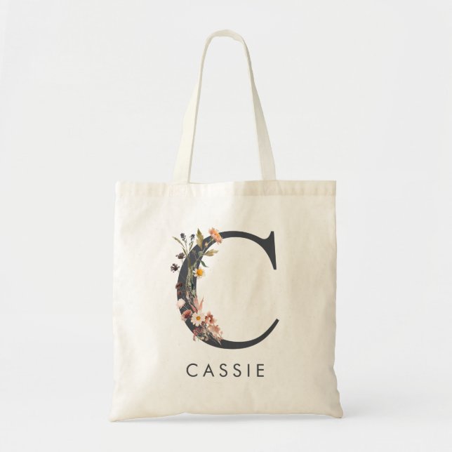 Tote Bag Lettre Florale Boho C (Devant)